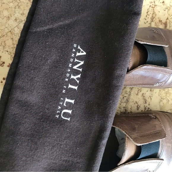 Anyi Lu Agnes leather flats in distressed chestnut - Picture 2 of 10